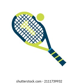 Vektorgrafik einzeln auf Tischtennis Symbol mit Buchstabe T in Saite und Ball auf weißem Hintergrund. Green und blue Sportsymbol.