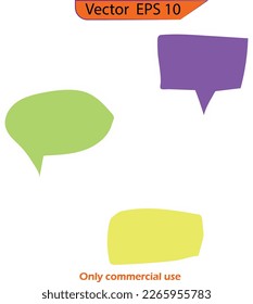 vector isolated colorful big speech bubbles set. Blank empty blue speech bubbles. 