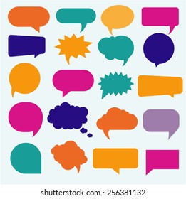 vector isolated colorful big speech bubbles set