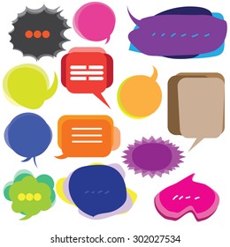 vector isolated colorful big speech bubbles set