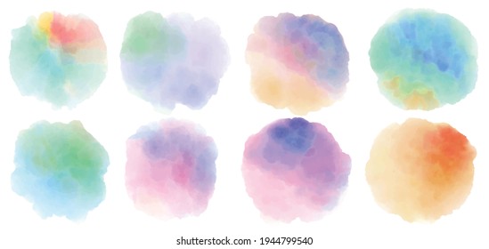 Vector of isolated colorful circle watercolor paint splatter stain on white background for banner, label concept