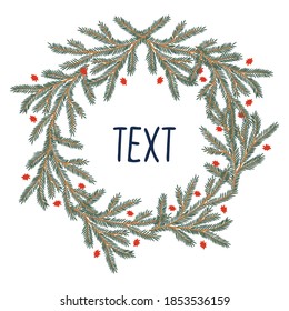 Vektor isoliert bunter Design Rahmen mit dekorativem Weihnachtsmistel mit roten Sternen. Das Design ist perfekt für Aufkleber, Dekorationen, Illustrationen, Logos, Einladungen, Verpackungen, Logos.