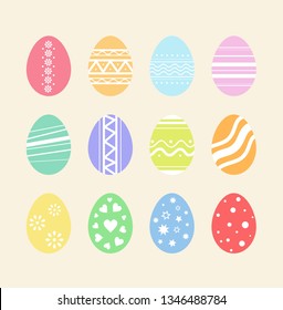 Vector isolated colorful easter eggs set.