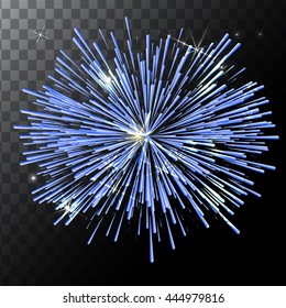 Vector isolated colorful fireworks on a transparent background.