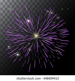 Vector isolated colorful fireworks on a transparent background.