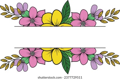 vector Isolated Colorful line frame icon leaf floral border divider with circular rectangle