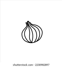 Vector isolated colorless black line onion. Organic vegetable food illustration for healthy lifestyle and nutrution diet