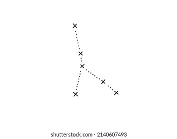 Vector isolated constellation of Cancer simple dots and stars scheme drawing. Constellation black and white graphic tattoo, print, pattern