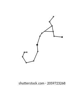 Constelación aislada de vectores de dibujo de línea simple de Scorpio. Tatuaje gráfico en blanco y negro de constelación, impresión, patrón