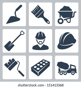 Vector isolated construction icons set