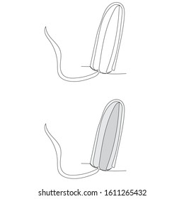 vector, isolated, continuous line drawing, female hygienic tampon