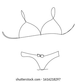 Vector, Isolated, Continuous Line Drawing Of Underpants And Bra