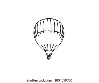 Vector isolated contour air balloon aerostat sketch drawing. Colorless black thin line cute simple minimal balloon outline.