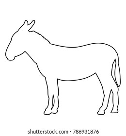 vector, isolated contour of donkey, sketch