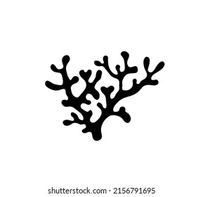 Vector Isolated Coral Branch  Outline Black Colored Silhouette Shadow