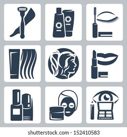 Vector isolated cosmetology icons set