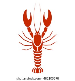 Vector isolated crayfish or lobster. Simple flat design