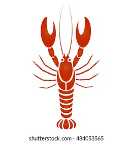 Vector isolated crayfish or lobster. Simple design with red and orange gradient