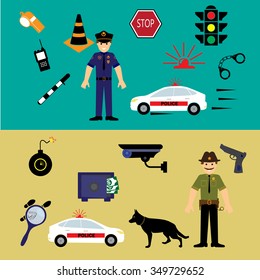Vector isolated criminal/police icons set