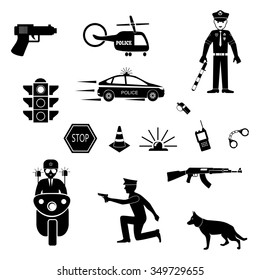 Vector isolated criminal/police icons set