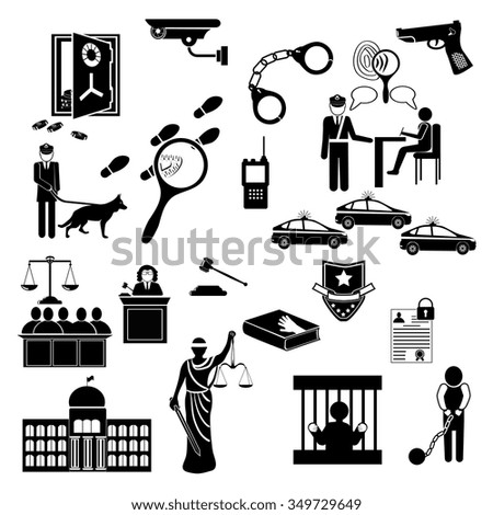 Vector isolated criminal/police icons set