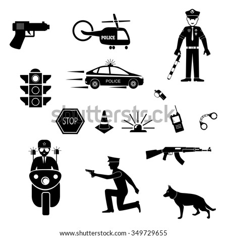 Vector isolated criminal/police icons set