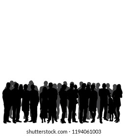 vector, isolated, crowd, group of people silhouette