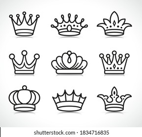 Conjunto de iconos de la corona aislados del vector