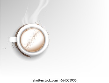 Vector isolated cup of coffee collection design, latte cinnamon