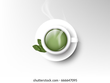 Vector isolated cup of coffee collection design, green tea