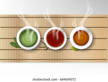 Vector isolated cup of coffee collection design, set of various tea
