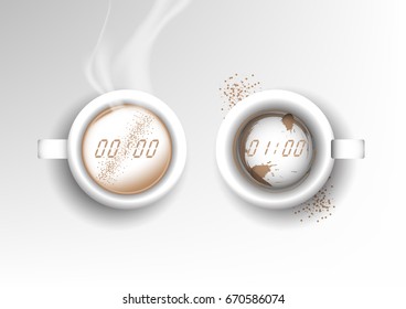 Vector isolated cup of coffee collection design, latte time