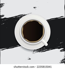taza de café vectorial aislada, vista superior, capuchino, americano, espresso, mocha, latte, cacao