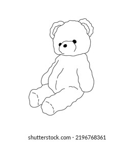 Vektor einzeln auf lockerem Sitzen Teddybär, farblos schwarz-weißer Umrisslinie