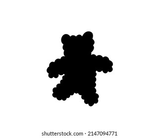 Sombra de silueta de color negro con símbolo de osito de peluche de color curvo aislado vectorial