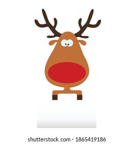 Vector Isolated Custom Cute and Tender Reindeer Head Character with Red Nose