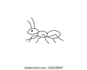 Vector isolated cute cartoon ant or termite colorless black and white contour line simple drawing