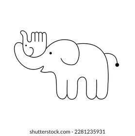 Vector isolated cute cartoon big elephant and baby elephant mother father and baby playing colorless black   white contour line easy drawing