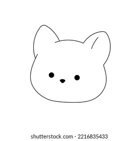 Vector isolated cute cartoon cat kitty head face portrait  colorless black   white contour line easy drawing