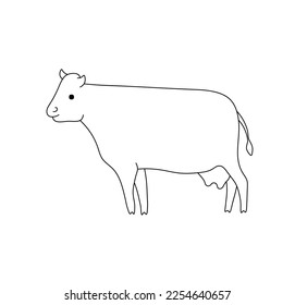 Vector isolated cute cartoon cow without spots colorless black and white contour line easy drawing