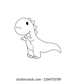 Illustration De Contour De Dessin Animé De Dinosaure Coloré PNG