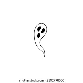 Vector isolated cute cartoon flying out spirit ghost colorless contour line doodle drawing