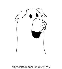 Vector isolated cute cartoon funny dog in ghost costume white sheet and eyes holes colorless black   white contour line easy drawing