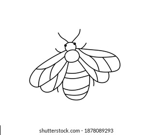 Dibujo de línea de contorno de abejorros con dibujos gráficos de abejas con dibujos hechos con dibujos aislados por vectores. Logotipo simple de icono de abejas blancas y negras
