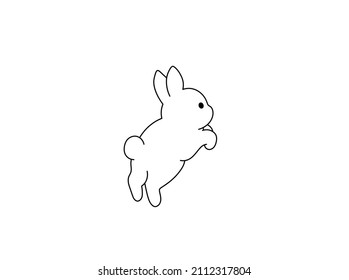 Vektor-isolierte süße Cartoon Springhase, farblose schwarz-weiße Kontur-Linie ziehen
