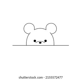 Dibujo de línea de contorno blanco y negro incoloro de la cabeza del ratón