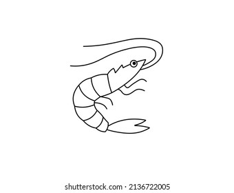 Vector isolated cute cartoon shrimp colorless black and white contour line simple drawing