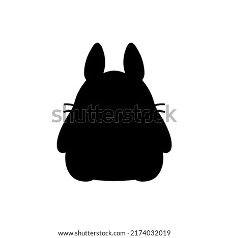 Vector isolated cute cartoon single totoro anime character colorless black and white outline silhouette shadow Foto stock © 