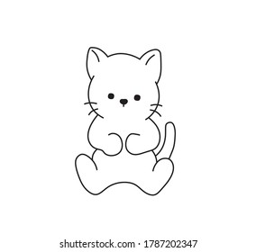 Vektorgrafik einzeln süße Cartoon sitzende Katze. Einfache minimale Kontur Umrisskizze süße Kätzchen Charakter. 