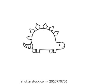 Vector Isolated Cute Cartoon Stegosaurus Line Stock Vector (Royalty ...